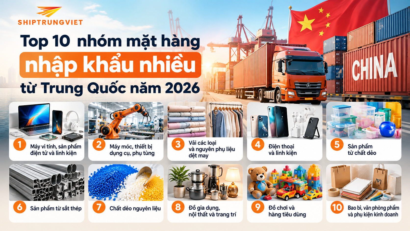 Top Mặt Hàng Nhập Khẩu Từ Trung Quốc Nhiều Nhất 2026