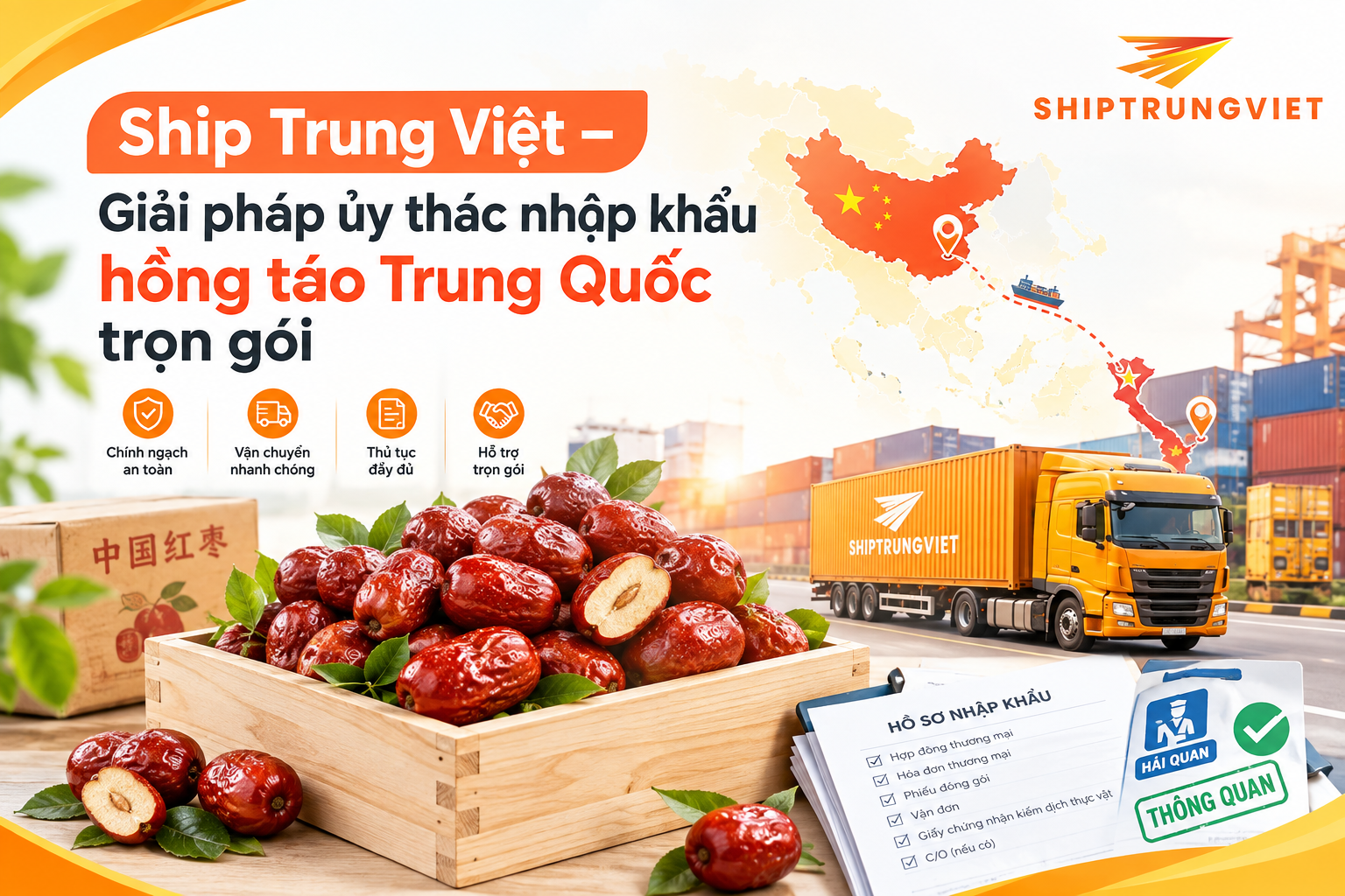 Thủ tục nhập khẩu hồng táo Trung Quốc chính ngạch: Hồ sơ, quy trình và thuế