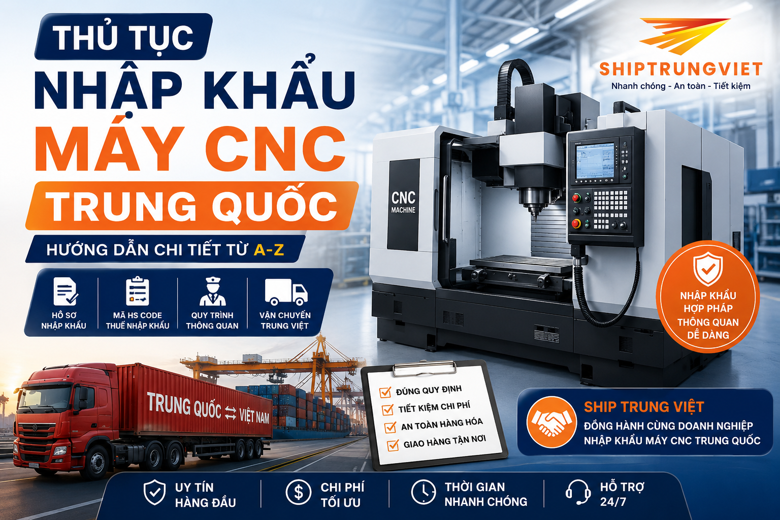 Hướng Dẫn Thủ Tục Nhập Khẩu Máy CNC Trung Quốc Và Giải Pháp Vận Chuyển Trung Việt Chính Ngạch