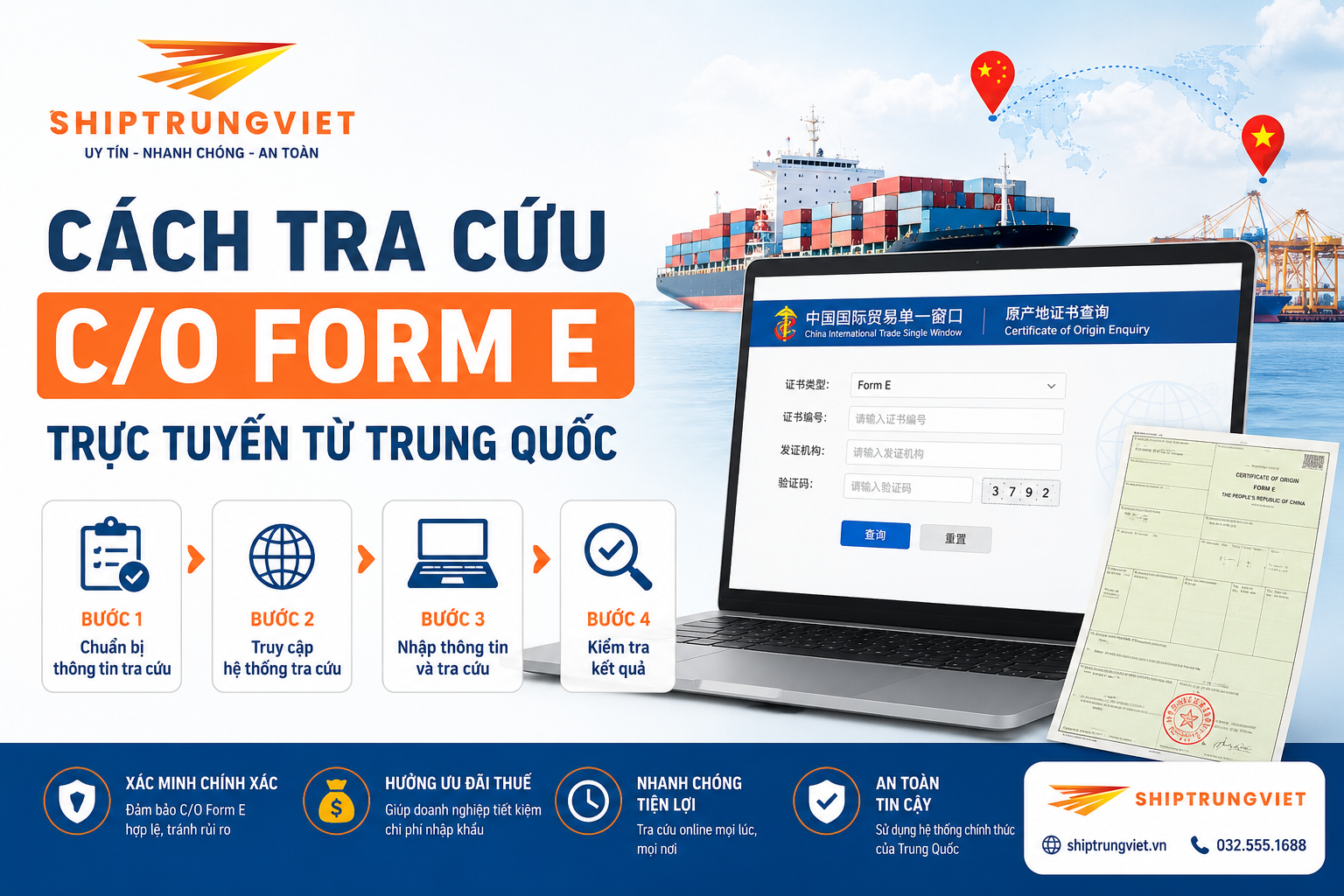 Cách tra cứu C/O Form E trực tuyến đơn giản